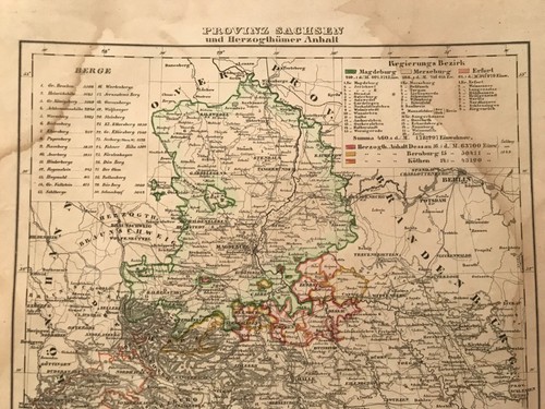 Landkarte provinz sachsen - sachsen, &