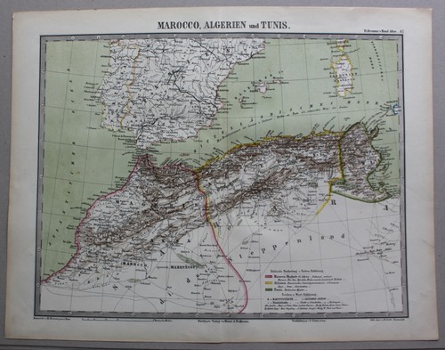 Kolorierte lithografie karte - kolorierte,
